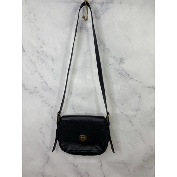 Fossil Women's Harper Saddle Leather Crossbody Bag Black Gold Retro Chic - Picture 8 of 16